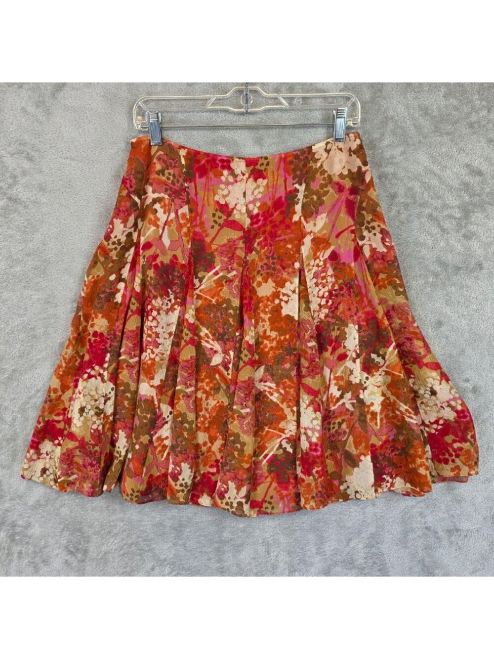 Sigrid Olsen Collection Skirt Womens 2 Floral Silk Pleated A Line Knee Length